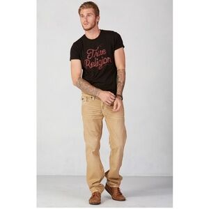 True Religion Men’s Tan Ricky Corduroy Super T-Stitch Relaxed Straight Leg Pant